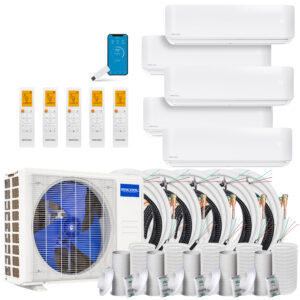 MRCOOL® 36k DIY 5th Generation 5 Zone Multi-Zone Mini-Split 1xCondensor 4x6k 1x12k Air handler 5x25ft DIY Pro Cable+Lineset