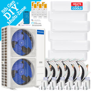 MRCOOL DIY 5th Gen Multi-Zone 6-Zone 48,000 BTU 22 SEER2 3X6K 3X9K Air Handler 3X25Ft 3X35Ft LINSET Ductless Mini-Split Air Conditioner and Heat Pump